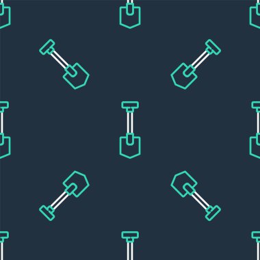 Çizgi küreği simgesi siyah arkaplanda izole edilmiş. Bahçe aletleri. Bahçecilik, tarım, çiftçilik aleti. Vektör