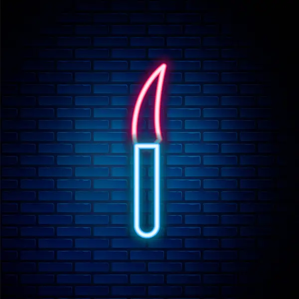 Glowing Neon Line Knife Icon Isolated Brick Wall Background Cutlery — Stock Vector