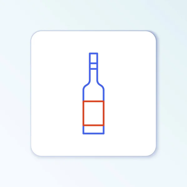 Line Skleněná Láhev Vodka Ikona Izolované Bílém Pozadí Barevný Koncept — Stockový vektor