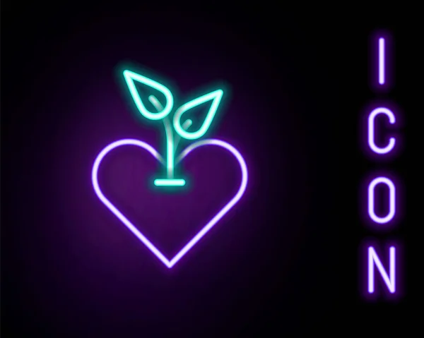 Leuchtende Leuchtschrift Herz Symbol Isoliert Auf Schwarzem Hintergrund Erste Hilfe — Stockvektor