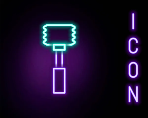 Leuchtende Neon Linie Küche Hammer Symbol Isoliert Auf Schwarzem Hintergrund — Stockvektor