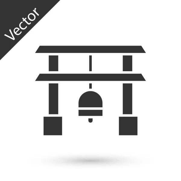 Icono Grey Japan Gate Aislado Sobre Fondo Blanco Señal Puerta — Archivo Imágenes Vectoriales