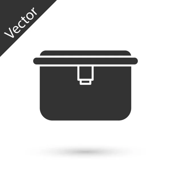 Grey Lunch Box Icon Isolated White Background Vector Illustration — Stock Vector