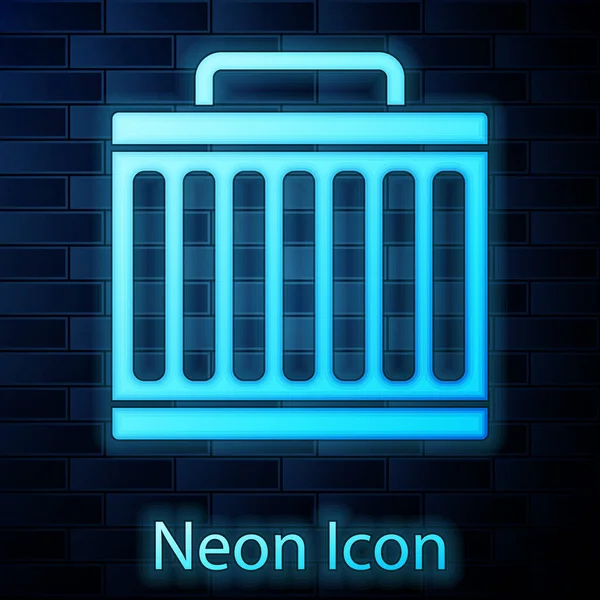 Glödande Neon Bil Radiator Kylsystem Ikon Isolerad Tegel Vägg Bakgrund — Stock vektor