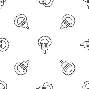 Çatal ikonundaki gri çizgi hamur köfteleri beyaz arka planda izole edilmiş. Pierogi, varenyky, pelmeni, ravioli. Geleneksel Ukrayna yemekleri. Vektör.