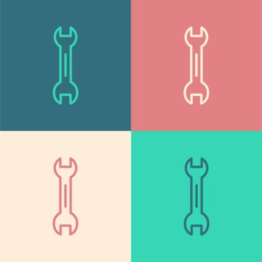 Pop Art Line İngiliz anahtarı simgesi renk arkaplanında izole edildi. Vektör.