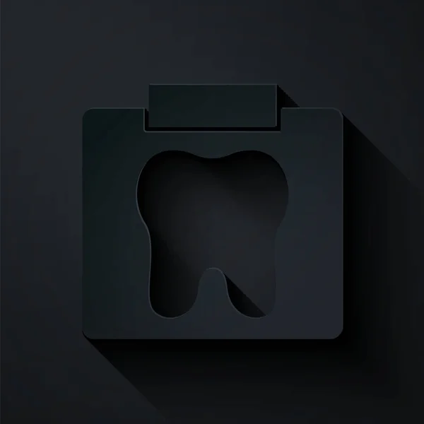 Raio Corte Papel Ícone Dente Isolado Fundo Preto Raios Dentários —  Vetores de Stock