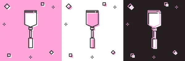 Установить Икону Спатула Изолированную Розовом Белом Черном Фоне Кухонная Икона — стоковый вектор