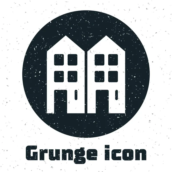 Grunge House Ikon Elszigetelt Fehér Háttérrel Otthon Szimbólum Monokróm Vintage — Stock Vector
