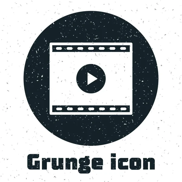 Grunge Online Spielen Video Symbol Isoliert Auf Weißem Hintergrund Filmstreifen — Stockvektor