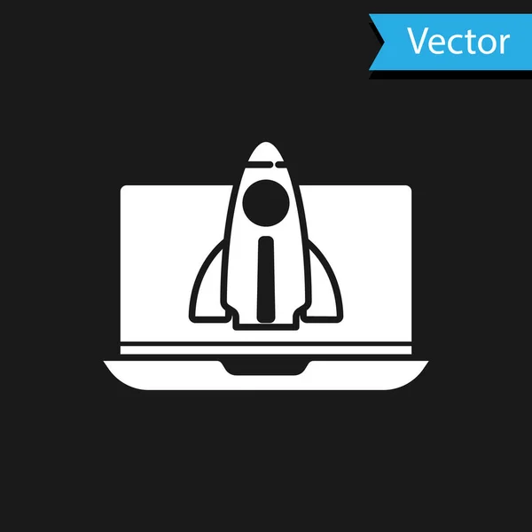 Ícone Conceito Inicialização White Business Isolado Fundo Preto Símbolo Novos — Vetor de Stock