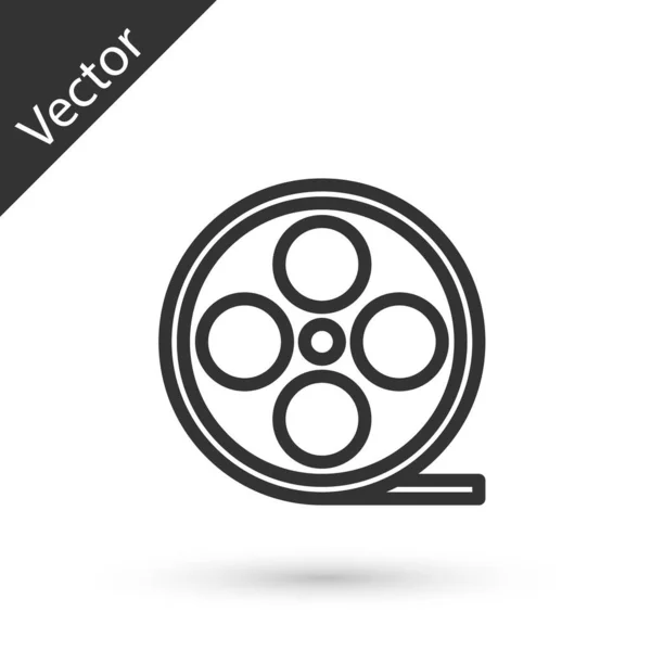 Grijze Lijn Film Reel Pictogram Geïsoleerd Witte Achtergrond Vector — Stockvector