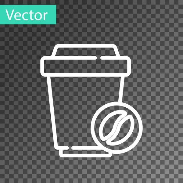 Weiße Linie Kaffeetasse Symbol Isoliert Auf Transparentem Hintergrund Vektor — Stockvektor
