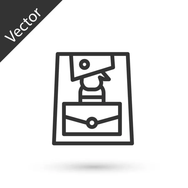 Línea Gris Icono Del Bolso Aislado Sobre Fondo Blanco Señal — Vector de stock