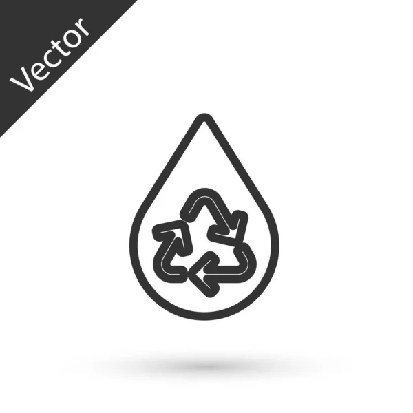 Graue Linie Recycle Clean Aqua Icon Isoliert Auf Weißem Hintergrund — Stockvektor