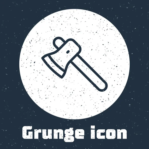 Línea Grunge Icono Hacha Madera Aislado Sobre Fondo Gris Hacha — Vector de stock