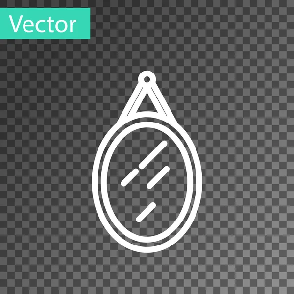 Ícone Espelho Linha Branca Isolado Fundo Transparente Vetor — Vetor de Stock