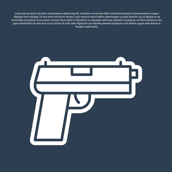 Ligne Bleue Pistolet Icône Pistolet Isolé Sur Fond Bleu Police — Image vectorielle