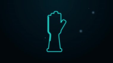 Parlayan neon çizgisi lastik eldiven ikonu siyah arka planda izole edildi. Lateks el koruması işareti. Ev işi temizlik ekipmanları sembolü. 4K Video hareketli grafik canlandırması