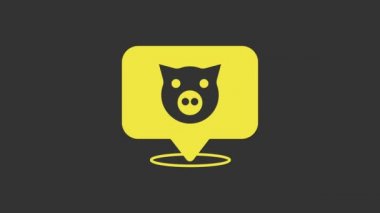 Sarı Domuz simgesi gri arkaplanda izole edildi. Hayvan sembolü. 4K Video hareketli grafik canlandırması