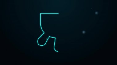 Parlayan neon hattı Udder simgesi siyah arkaplanda izole edildi. 4K Video hareketli grafik canlandırması