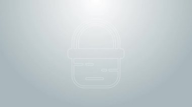 Mavi çizgi Basket simgesi gri arkaplanda izole edildi. İnternetten satın alma konsepti. Servis tabelası. Alışveriş arabası sembolü. 4K Video hareketli grafik canlandırması