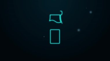 Parlak neon hattı. Kapalı cam şişe. Siyah arka planda izole edilmiş süt ikonu. 4K Video hareketli grafik canlandırması