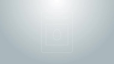 Gri arka planda izole edilmiş özel bir bitki simgesinin tohumlarıyla dolu mavi çizgi paketi. 4K Video hareketli grafik canlandırması