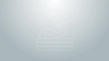 Mavi çizgi bahçe hortumu ikonu gri arka planda izole edildi. Sprey tabanca ikonu. Su ekipmanları. 4K Video hareketli grafik canlandırması