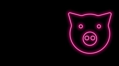 Parlayan neon hattı simgesi siyah arkaplanda izole edildi. Hayvan sembolü. 4K Video hareketli grafik canlandırması