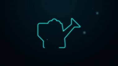 Parlayan neon hattı, siyah arkaplanda izole edilmiş bir konserve kutusu simgesi. Sulama sembolü. 4K Video hareketli grafik canlandırması