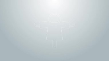 Mavi çizgi korkuluk simgesi gri arkaplanda izole edildi. 4K Video hareketli grafik canlandırması