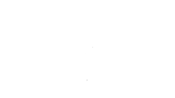 Escudo de línea negra con icono de cerdo aislado sobre fondo blanco. Símbolo animal. Animación gráfica de vídeo 4K — Vídeo de stock