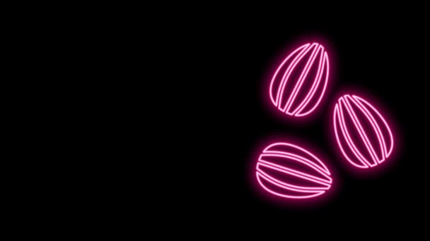 Leuchtende Neon Line Samen eines bestimmten Pflanzensymbols isoliert auf schwarzem Hintergrund. 4K Video Motion Grafik Animation — Stockvideo