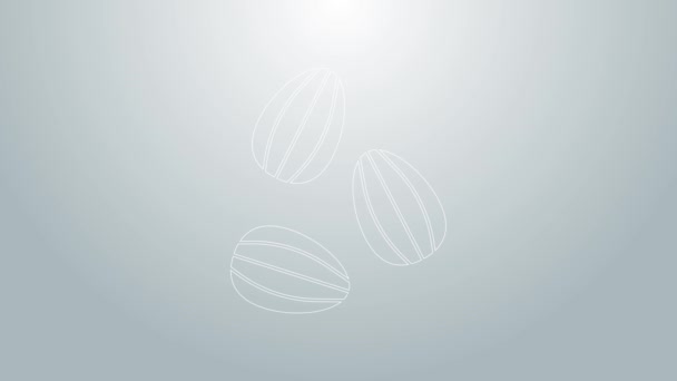 Modrá čára Semena specifické ikony rostlin izolované na šedém pozadí. Grafická animace pohybu videa 4K — Stock video
