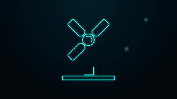 Glowing neon line Windmill icon isolated on black background. 4K Video motion graphic animation — Stock Video