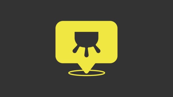Žlutá ikona vemene izolovaná na šedém pozadí. Grafická animace pohybu videa 4K — Stock video