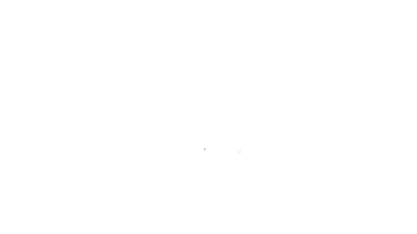 Linea nera Icona con ascia in legno isolata su sfondo bianco. Ascia taglialegna. Animazione grafica 4K Video motion — Video Stock