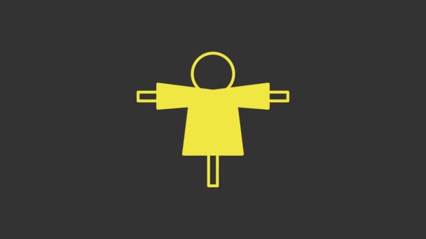 Icono del Espantapájaros Amarillo aislado sobre fondo gris. Animación gráfica de vídeo 4K — Vídeos de Stock