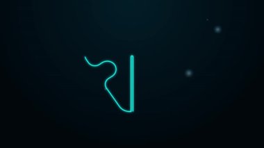 Parlayan neon hattı Kedi burun ikonu siyah arkaplanda izole edildi. 4K Video hareketli grafik canlandırması