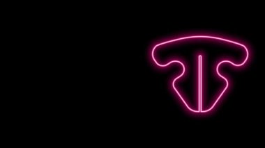 Parlayan neon hattı Kedi burun ikonu siyah arkaplanda izole edildi. 4K Video hareketli grafik canlandırması