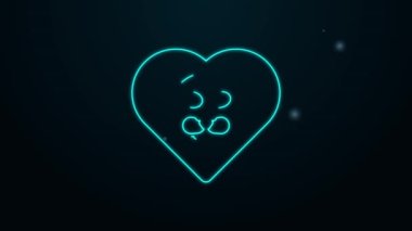 Parlayan neon çizgisi. Siyah arka planda köpek ikonu olan kalp. Yüreğindeki evcil hayvan pençesi. Hayvanlara sevgiler. 4K Video hareketli grafik canlandırması
