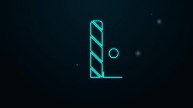 Siyah arka planda izole edilmiş oyuncak ikonu olan parlak neon çizgili Kedi çizgisi. 4K Video hareketli grafik canlandırması