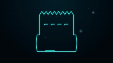 Glowing neon line Hygienic dog bag with poop icon isolated on black background. Dog shit in bag. Cleaning the park after walking pets concept. 4K Video motion graphic animation
