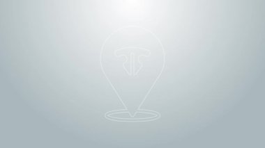 Mavi çizgi kedi burun ikonu gri arka planda izole edildi. 4K Video hareketli grafik canlandırması