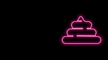Glowing neon line Shit icon isolated on black background. 4K Video motion graphic animation