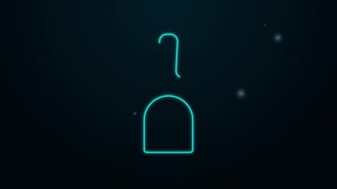 Parlayan neon hattı faraş simgesi siyah arkaplanda izole edildi. Temizlik işleri. 4K Video hareketli grafik canlandırması