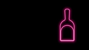 Parlayan neon hattı faraş simgesi siyah arkaplanda izole edildi. Temizlik işleri. 4K Video hareketli grafik canlandırması