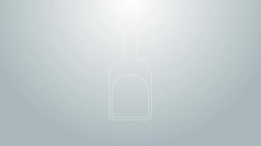 Mavi çizgi faraş simgesi gri arkaplanda izole edildi. Temizlik işleri. 4K Video hareketli grafik canlandırması