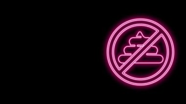 Glowing neon line No shit icon isolated on black background. 4K Video motion graphic animation